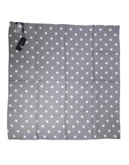 Dolce & Gabbana Blue Polka Dot Silk Square Foulard 91.5cm x 89.5cm Scarf