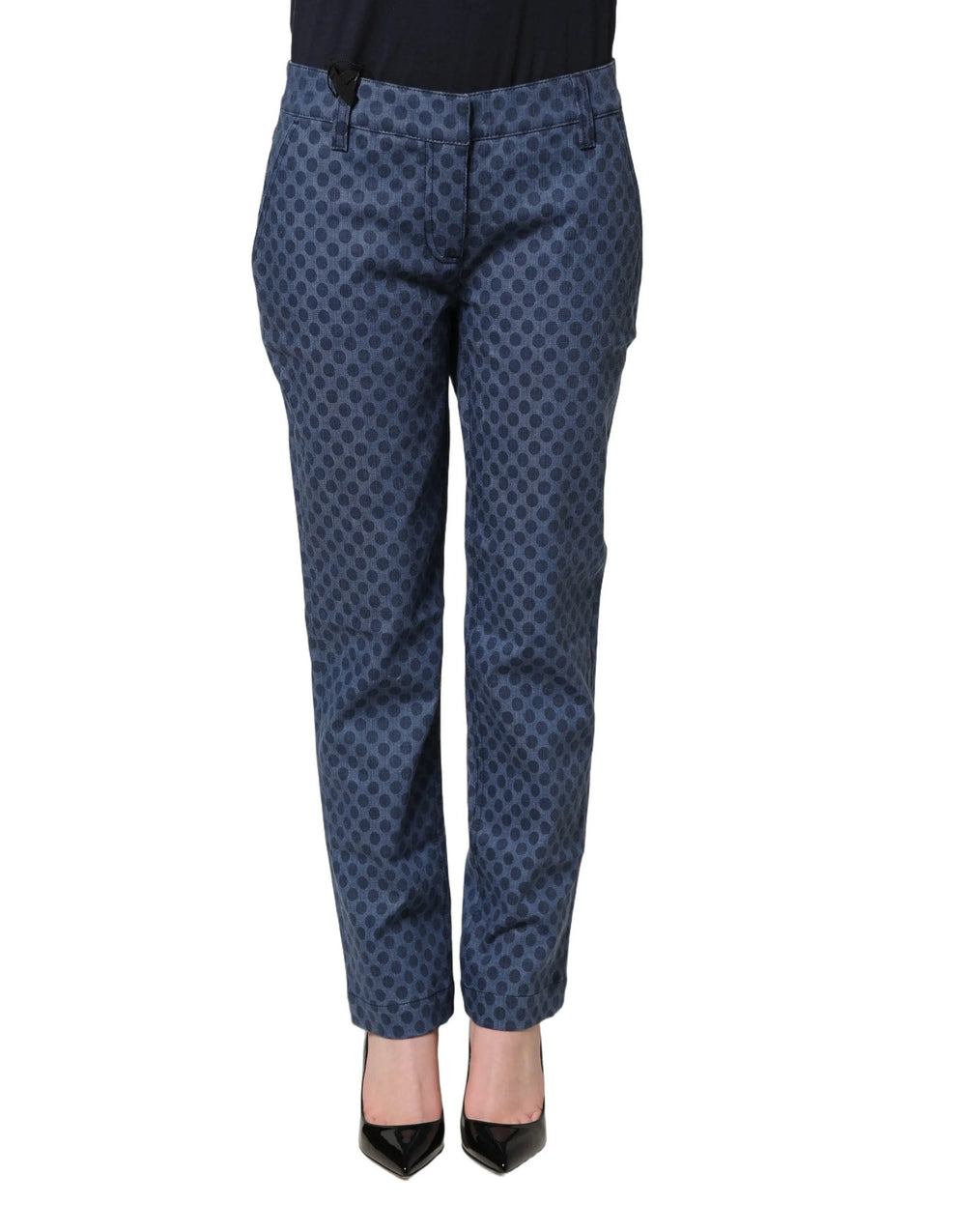 Dolce & Gabbana Blue Polka Dotted Slim Fit Capri Denim Jeans - IT36|XXS