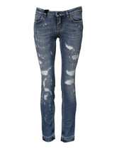 Dolce & Gabbana Blue PRETTY Tattered Skinny Denim Jeans - IT36|XXS - Jeans
