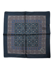 Dolce & Gabbana Blue Printed Silk Square Men Foulard Scarf - Scarves & Shawls