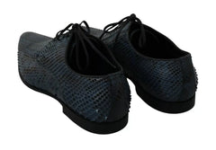 Dolce & Gabbana Pantofi Bărbați din Piele de Șopârlă Albastră cu Model Snakeskin - EU40/US7
