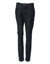 Dolce & Gabbana Blue Queen Patch AUDREY Mid Waist Denim Jeans - Jeans