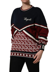 Dolce & Gabbana Blue Red Paneled ’Royals’ Patch Sweatshirt Sweater - IT36|XXS