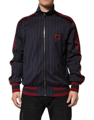 Dolce & Gabbana Blue Red Striped Logo Plaque Full Zip Jacket - Bomber Jackets