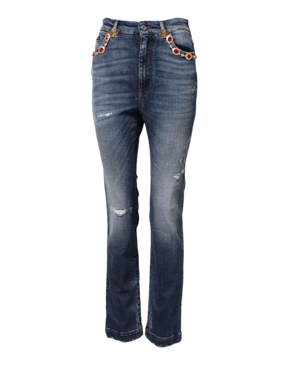 Dolce & Gabbana Blue Rhinestone Embellished Denim Jeans - IT40|S - Jeans