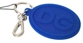 Dolce & Gabbana Blue Rubber DG Logo Silver Brass Metal Keyring Keychain - Keychains