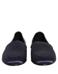 Dolce & Gabbana Blue Satin Logo Slip On Flats Loafers Shoes - EU42/US9