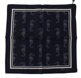 Dolce & Gabbana Blue Seahorse DG Printed Square Handkerchief Scarf - Scarves & Shawls