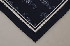 Dolce & Gabbana Blue Seahorse DG Printed Square Handkerchief Scarf - Scarves & Shawls