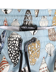 Dolce & Gabbana Blue Seashell Print Nylon Men Shorts Swimwear - IT4 | S - Swim Boxers