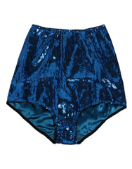 Dolce & Gabbana Blue Sequin Embellished High Waist Girdle Underwear - IT2 | S - Briefs