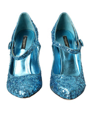 Dolce & Gabbana Blue Sequin Mary Jane Pumps High Heels Shoes - EU39/US8.5