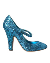 Dolce & Gabbana Blue Sequin Mary Jane Pumps High Heels Shoes - EU39/US8.5 - Heels