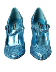 Dolce & Gabbana Blue Sequin Mary Jane Pumps High Heels Shoes - EU39/US8.5 - Heels