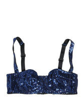 Dolce & Gabbana Blue Sequined Nyon Balconnet Bra Underwear - IT2 | S