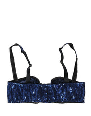 Dolce & Gabbana Blue Sequined Nyon Balconnet Bra Underwear - IT2 | S