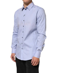 Dolce & Gabbana Blue SICILIA Cotton Men Dress Formal Shirt - IT42 | XL - Shirts