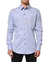 Dolce & Gabbana Blue SICILIA Cotton Men Dress Formal Shirt - IT42 | XL - Shirts