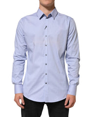 Dolce & Gabbana Blue SICILIA Cotton Men Dress Formal Shirt - IT42 | XL - Shirts
