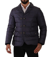Dolce & Gabbana Blue Silk Goat Coat Blouson Winter Jacket - Puffer Jackets
