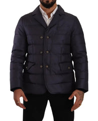 Dolce & Gabbana Blue Silk Goat Coat Blouson Winter Jacket - Puffer Jackets