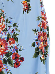 Dolce & Gabbana Blue Silk Midi Dress