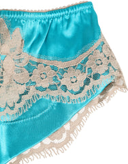 Dolce & Gabbana Blue Silk Satin Lace Trim New Slip Underwear - IT4 | L - Briefs