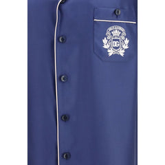 Dolce & Gabbana Blue Silk Shortsleeve Shirt