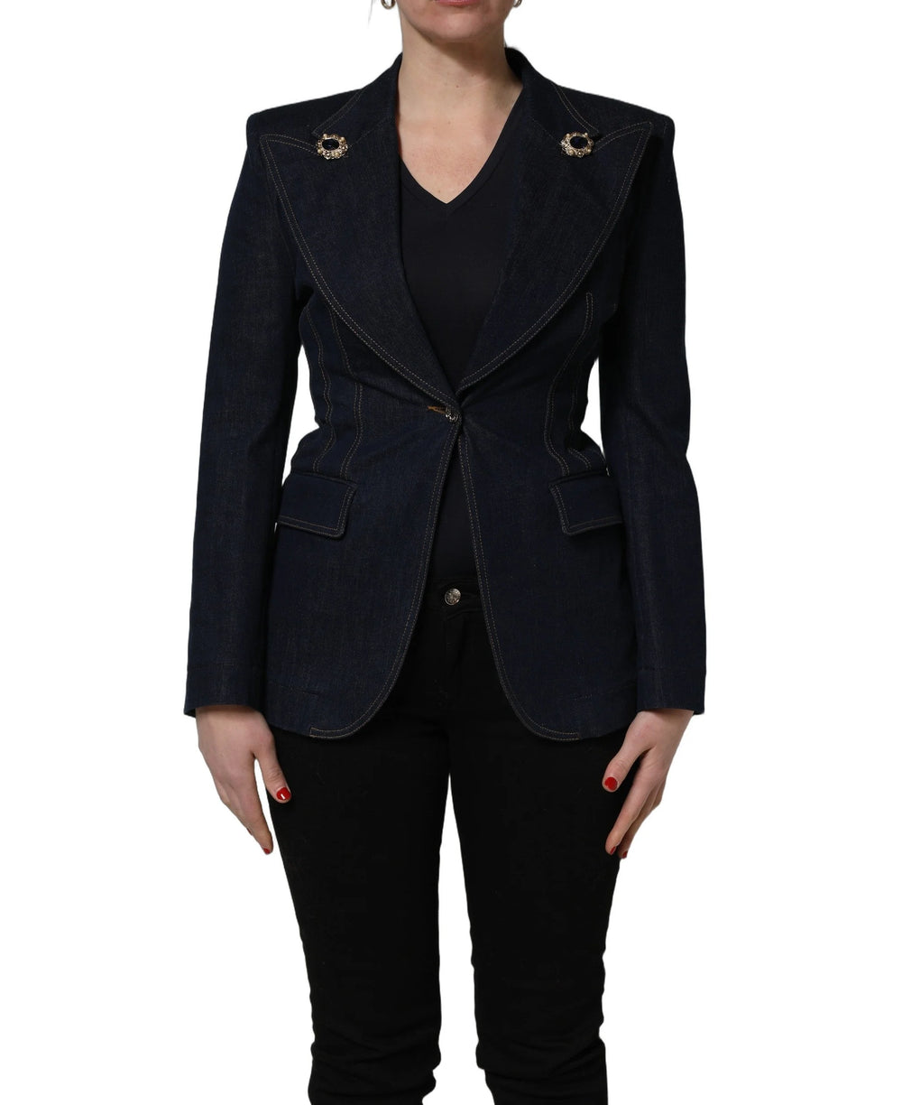 Dolce & Gabbana Blue Single-Breasted Denim Blazer Jacket - IT38 | XS