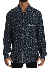 Dolce & Gabbana Blue Skull Print Silk Top Sleepwear Shirt - IT41 | L - Nightgowns