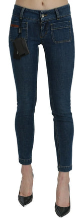 Dolce & Gabbana Blue Slim Fit Cropped Mid Waist Denim Jeans - IT38 | XS