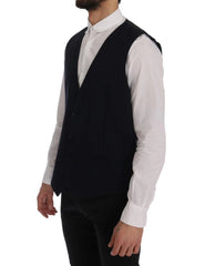 Dolce & Gabbana Blue STAFF Wool Stretch Vest - IT54 | XXL - Vests