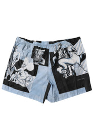Dolce & Gabbana Blue Statue Print Cotton Mens Shorts - Short Trousers