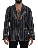 Dolce & Gabbana Blue Striped Silk Pajama Shirt Jacket - IT4 | S - Loungewear Tops