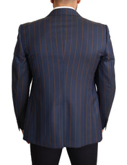 Dolce & Gabbana Blue Striped Wool Slim Fit Blazer Jacket - IT54 | XL - Sport Jackets