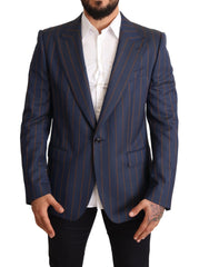 Dolce & Gabbana Blue Striped Wool Slim Fit Blazer Jacket - IT54 | XL - Sport Jackets