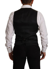 Dolce & Gabbana Blue Striped Wool Stretch Waistcoat Vest - IT48 | M - Vests