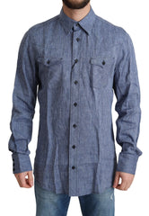 Dolce & Gabbana Blue Stripes Men Casual Button Down Shirt - IT39 | S - Shirts
