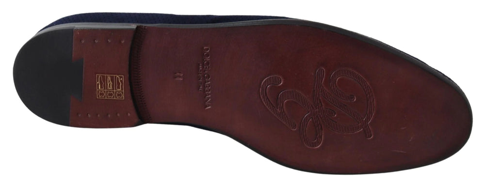 Dolce & Gabbana Blue Suede Caiman Loafers Slippers Shoes - EU39.5/US6.5