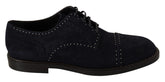 Dolce & Gabbana Blue Suede Leather Derby Studded Shoes - EU44/US11 - Shoes