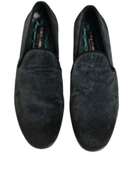 Dolce & Gabbana Blue Suede Slip On Men Slippers Loafers Shoes - EU41/US8