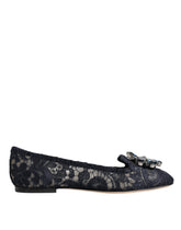 Dolce & Gabbana Blue Taormina Lace Crystals Flats Shoes - EU34/US4.5 - Flats