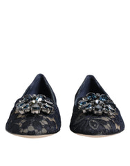 Dolce & Gabbana Blå Taormina Blondekrystal Ballerinasko - EU34/US4.5