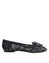 Dolce & Gabbana Blue Taormina Lace Crystals Flats Shoes - EU36.5/US6 - Flats