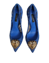 Dolce & Gabbana Blue Taormina Lace DEVOTION Pumps Shoes \ Heels