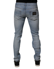 Dolce & Gabbana Blue Tattered Cotton Skinny Men Denim Jeans - IT50 | L - Jeans