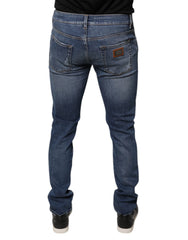 Dolce & Gabbana Blue Tattered Cotton Stretch Skinny Denim Jeans - IT48 | M - Jeans