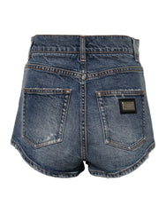 Dolce & Gabbana Blue Tattered Denim Cotton Hot Pants Shorts - IT40|S - Denim Shorts
