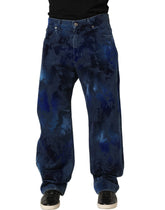 Dolce & Gabbana Blue Tie Dye Cotton Men Straight Denim Jeans - IT48 | M