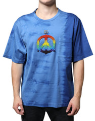 Dolce & Gabbana Blue Tie-Dye Peace Sign Cotton T-shirt - IT52 | XL - T-Shirts